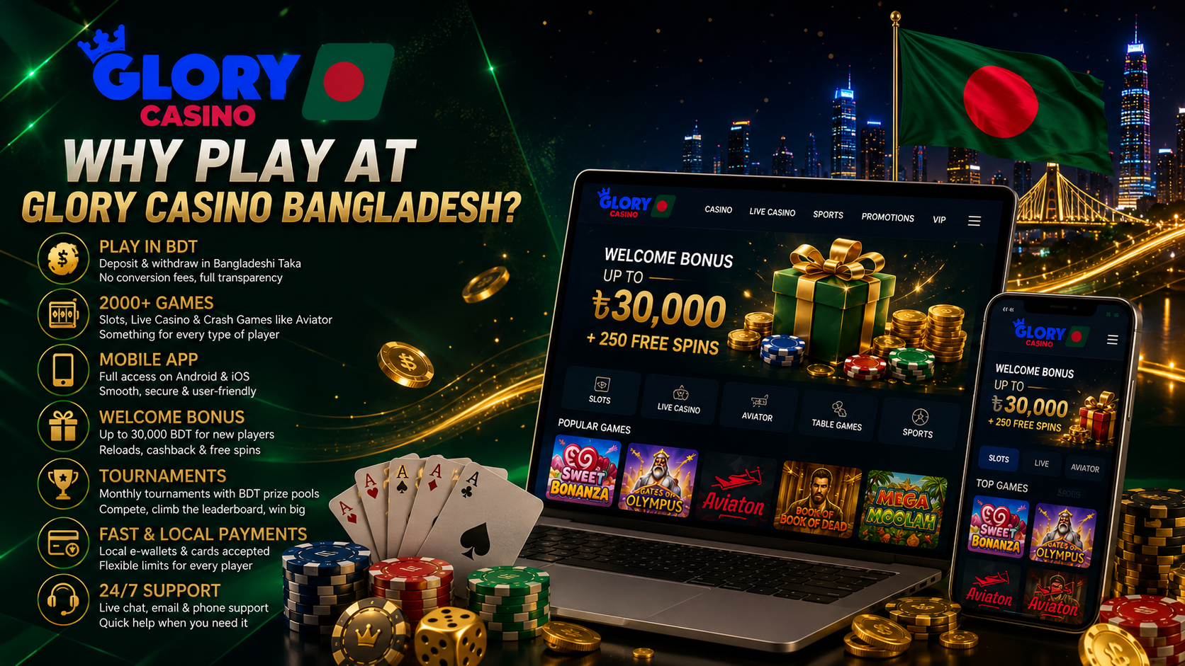 Glory Casino Bangladesh payment methods including bKash, Nagad and Rocket